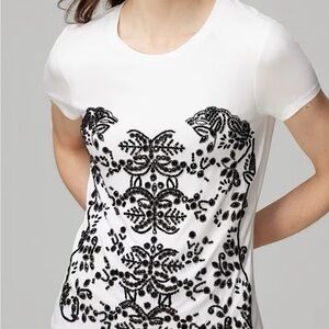 Embellished White and Black Women's Top